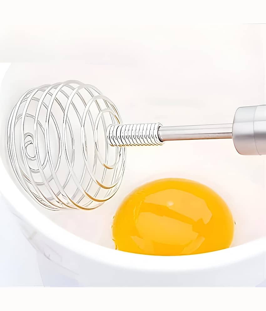 Stainless Steel Egg Whisk, Silver, Egg Whisking Tool Handheld Steel Wire Egg Whisk Hand Egg Mixer Eggbeater Whisking Blender Stirring Beater Milk Cream Frother Flour Stirrer for Family view 2