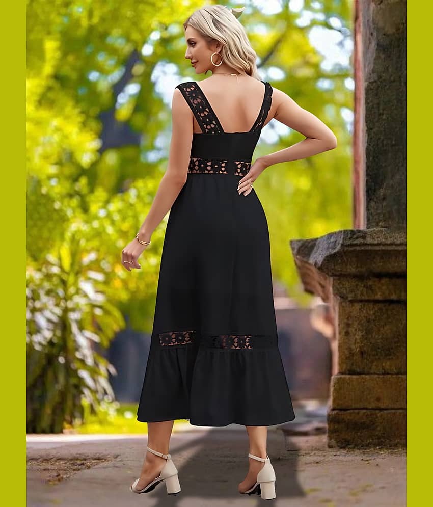 ZELZIS Women Crepe Crochet Maxi ( Black ) view 2