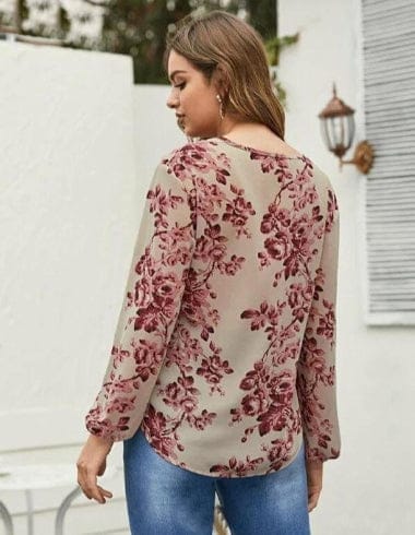 Floral Print Neck-Knot Blouse Top view 2