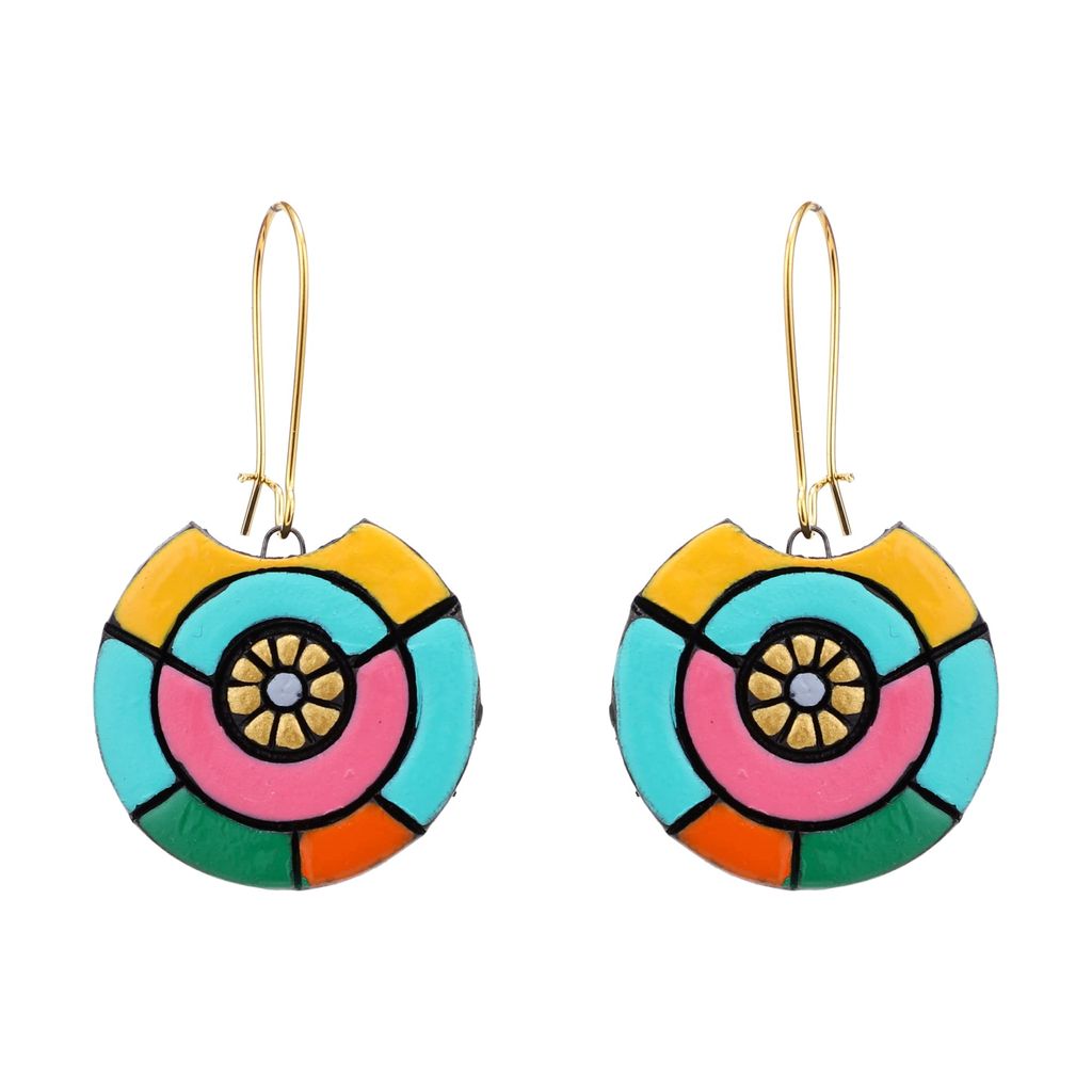 Le bijouxistic EKAM EK terracotta GEOMETRICAL DESIGN earrings combo of 4 pairs, in multicolor, size from 20-30 mm) for women and girls for casual and formal occassion view 2