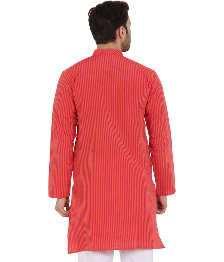 Latest Chikan - Red Cotton Men's Regular Kurta ( Pack of 1 ) view 2