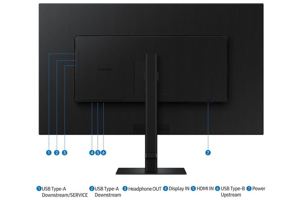 Samsung 37 Inch 4K ViewFinity S8 Monitor | UHD 3840 x 2160 |1.07 Billion Colors| 5ms|Ports-USB-B/HDMI/DP/Headphone/LAN | HDR10 | Easy Setup Stand | Ergonomic Design| LS37D800EAWXXL | Black view 2