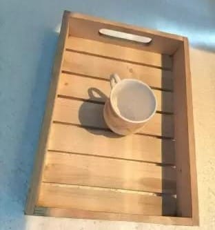 Homefrills Pine Wood Premium Serving Tray/Platter, Handmade Rectangular Platter/Trays with Handles for Serving Pastries, Snacks,Coffee- Size-30 L*20 W view 2