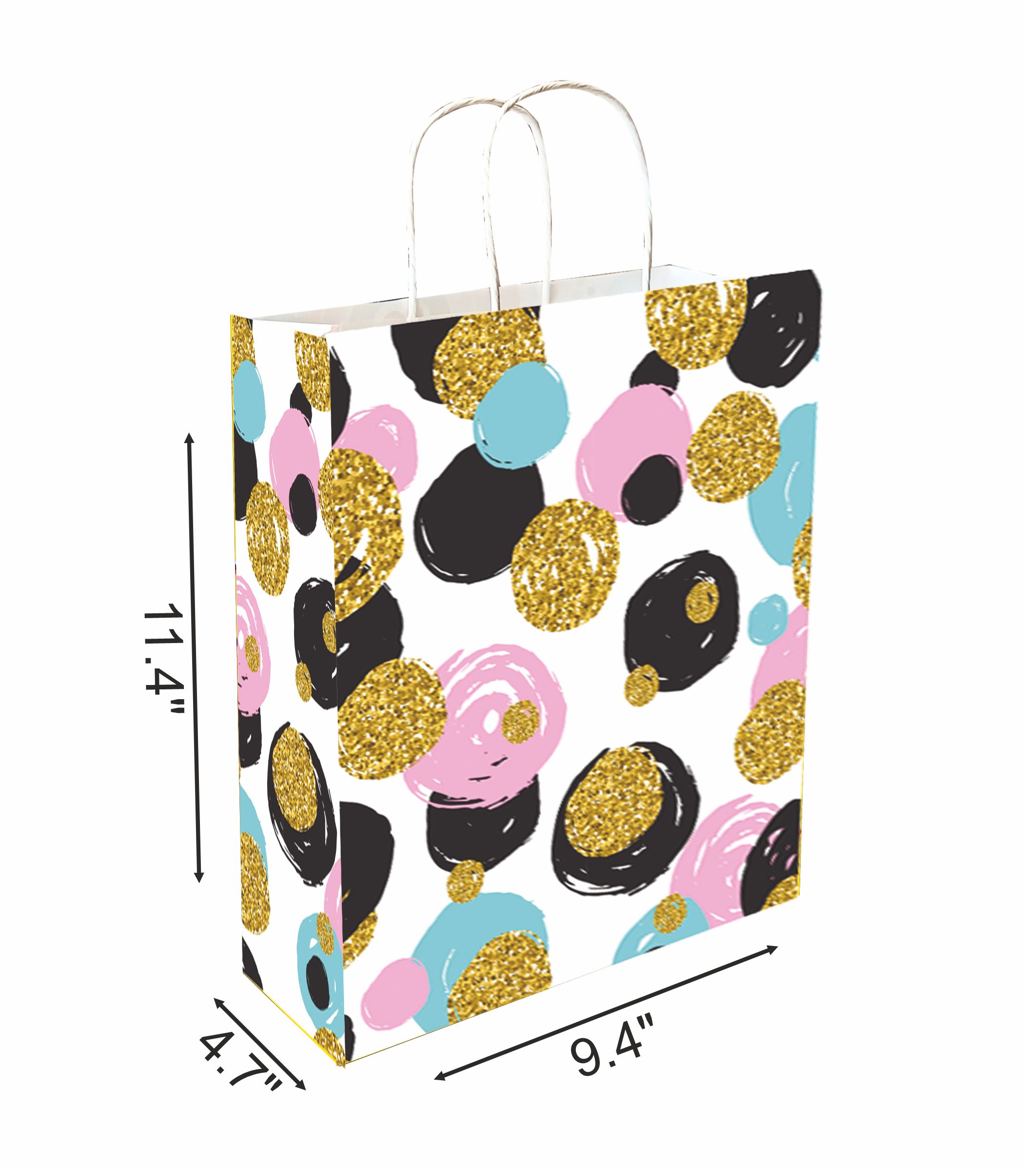 90 GSM Party Ball Printed Paper Gift Bags, Ideal for Birthday Return Gifts, Wedding Gifts, & Gifting on Special Occasions (Size: 11.4 x 9.4 x 4.7 inch) - 12 view 2