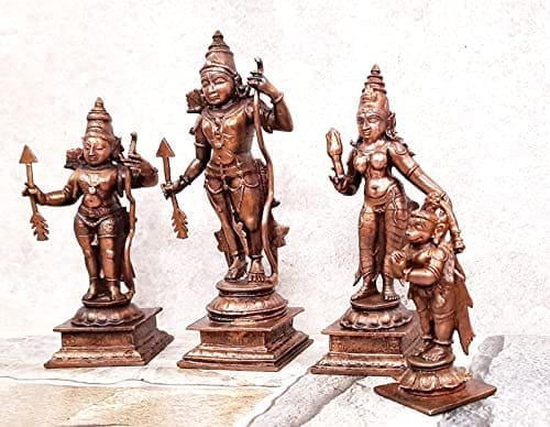 Searchers Paradise - Copper Idols Ram Darbar,6 inches, Copper Handmade 1600 Grams, Patina Antique Finish, Pack of 1 Piece view 2