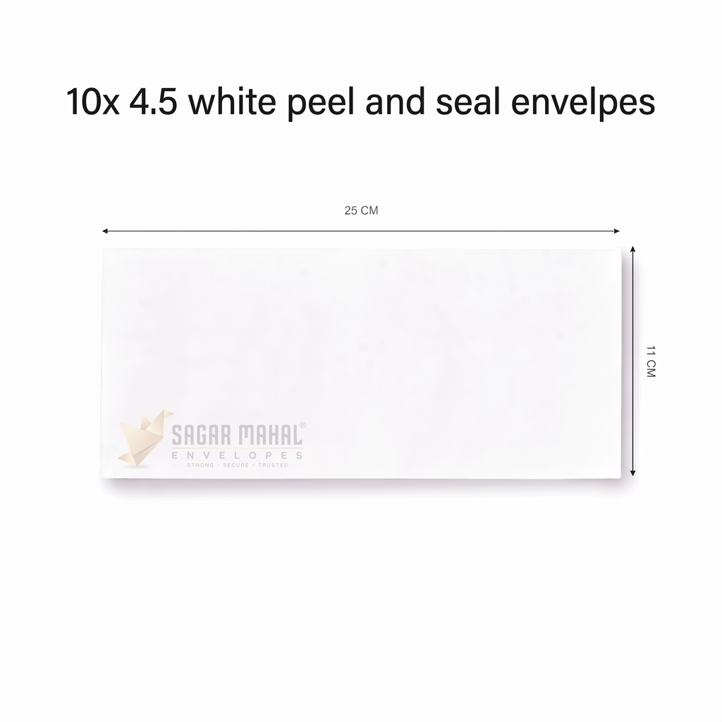10 x 4.5 Inch White Envelope 90 GSM with Peel & Seal - Self-Sealing White Envelope for Quick Mailing, box of 250pcs view 2