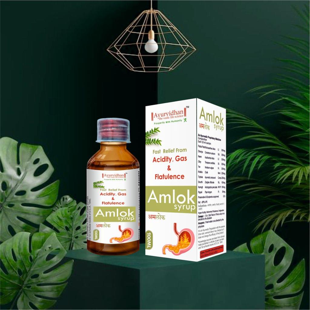 Amlok Ayurvedic Syrup for Fast Relief from Acidity, Gas & Flatulence - 100ml view 2