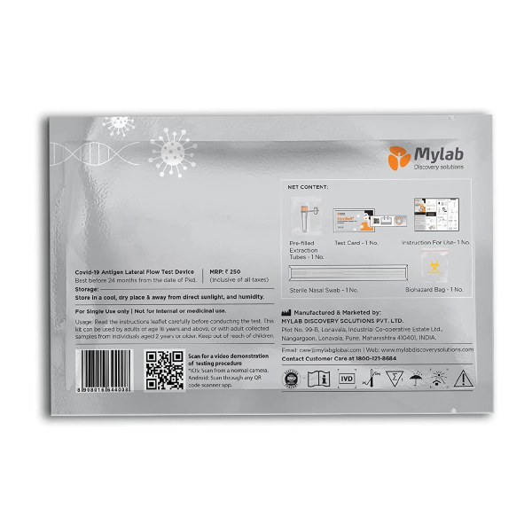 CoviSelf Covid 19 Rapid Antigen Self Test Kit (Pre Filled Extraction Tube, Test Card, Sterile Nasal Swab, Biohazard Bag , Each 1 No) view 2