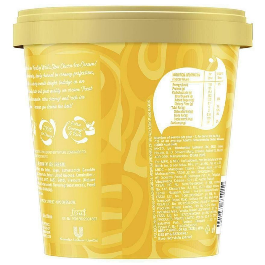 Kwality Walls Butterscotch Family Pack Ice Cream 700 Ml view 2