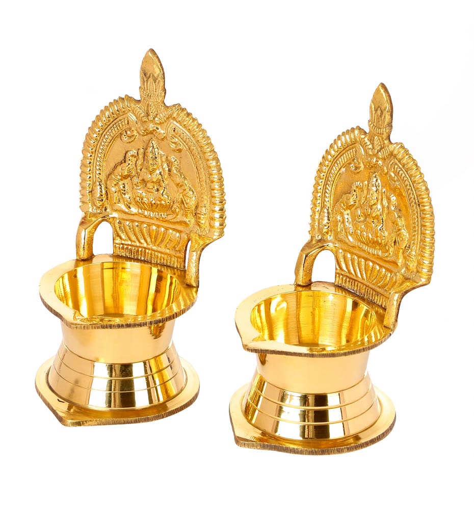 BulkySanta Pure Brass Kamakshi Deepam Big Size | Kamatchi vilakku | Kamakshi Devi Oil Lamp (12 cm Long) (2) view 2