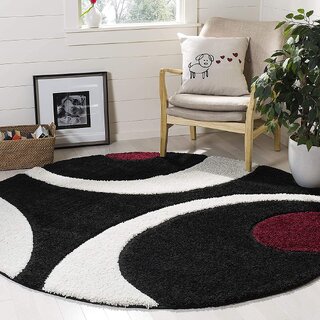 GALLERY HOME Silky Smooth Anti-Skid Shaggy Round Carpet with 2 inch Thickness (6 x 6 Round, Black C2)