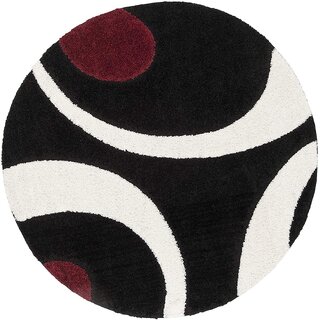 GALLERY HOME Silky Smooth Anti-Skid Shaggy Round Carpet with 2 inch Thickness (6 x 6 Round, Black C2) view 2