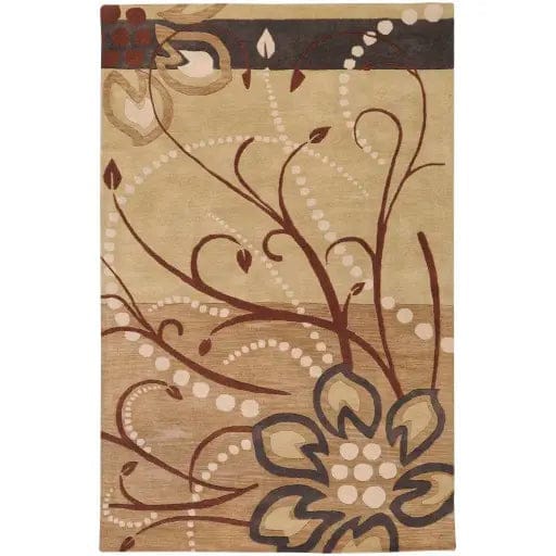 Hand Tufted Athena Brown and Beige Floral Wool Rug view 2
