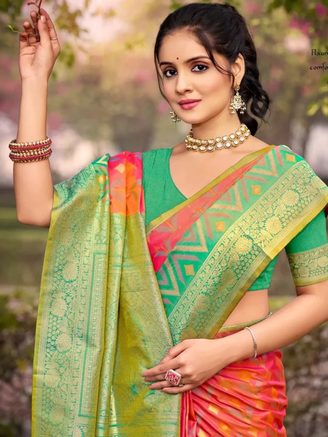 Peach Silk Saree view 2