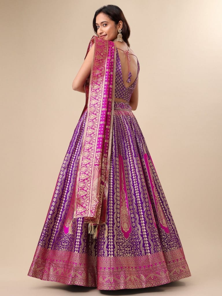 Purple Ready to Wear Lehenga & Unstitched Blouse With Dupatta view 2