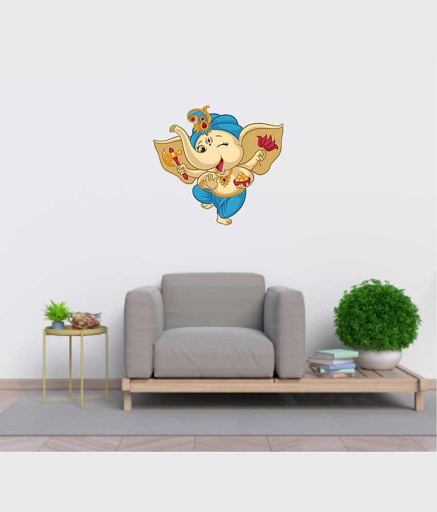 Asmi Collection Cheerful and Dancing Little God Ganesha Wall Sticker ( 65 x 60 cms ) view 2
