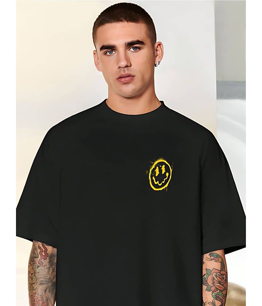 CrazyBee Pack of 1 Cotton Blend Oversized Fit Men's T-Shirt ( Black ) view 2