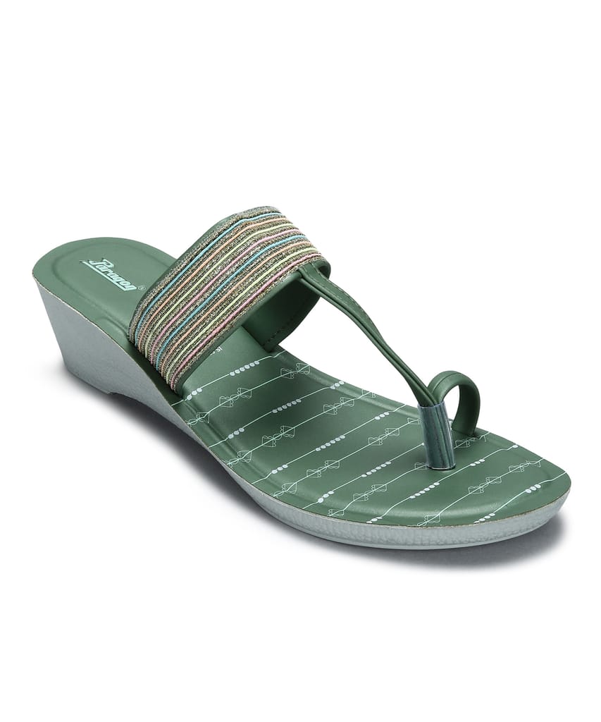 Paragon Women's Green Wedge Sandals with Cushioned Sole and Sturdy Construction for Everyday Use view 2