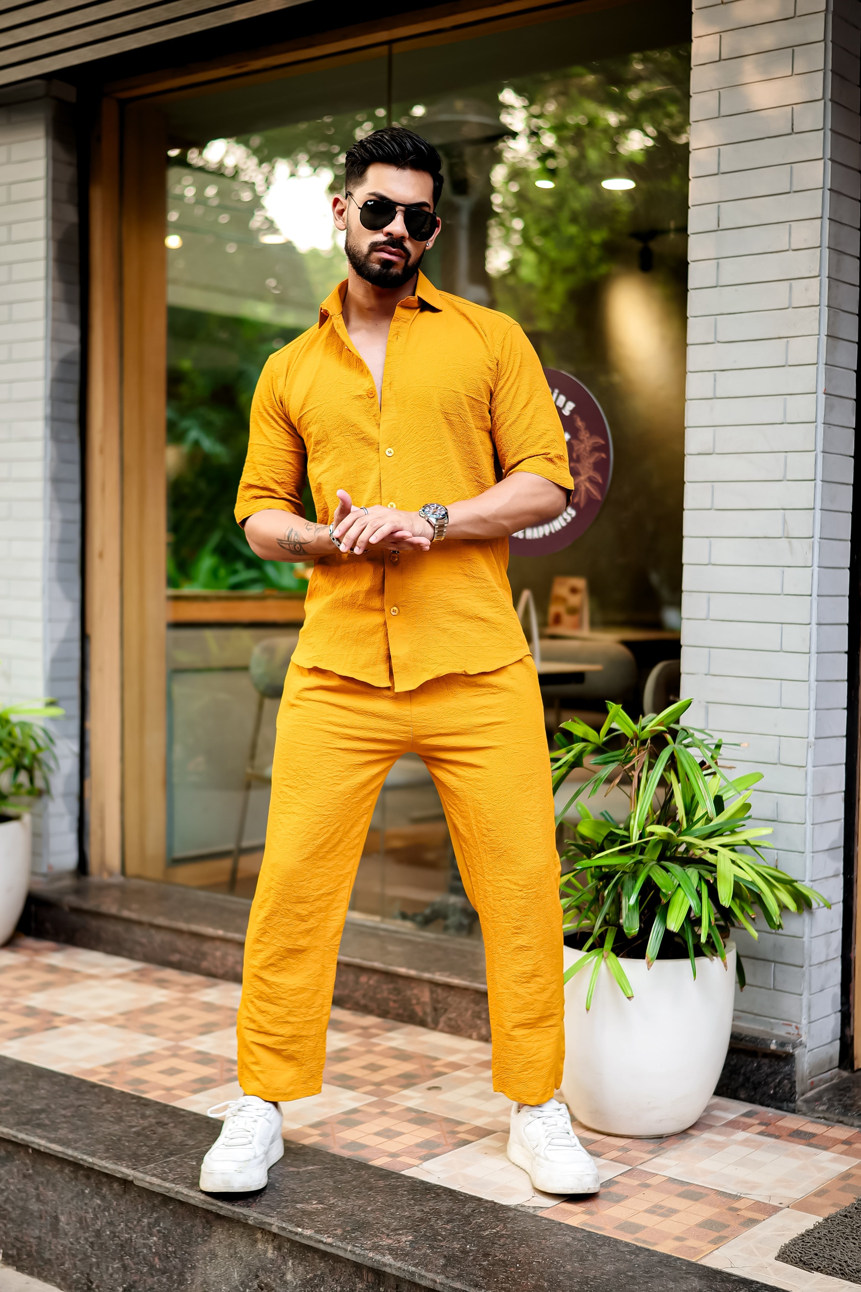 Mustard Premium Textured Co-Ords Set view 2