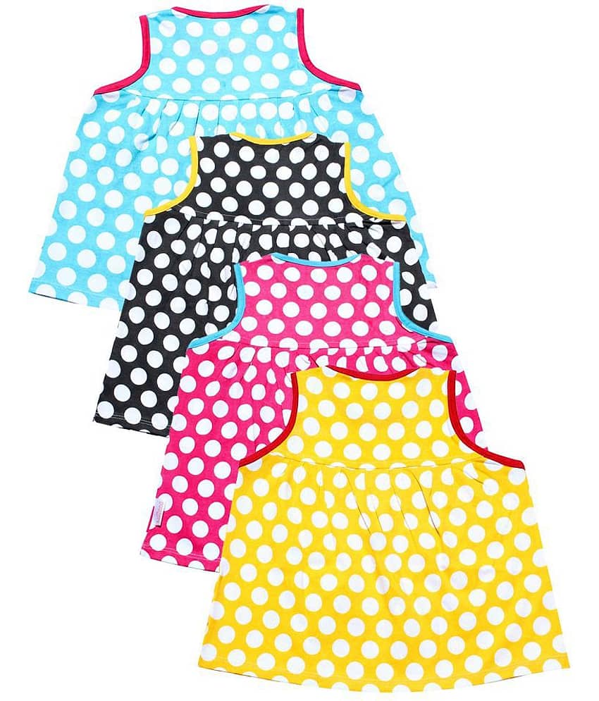 Babeezworld Pack of 4 Baby Girls 100% Cotton Frocks ( Multi ) view 2