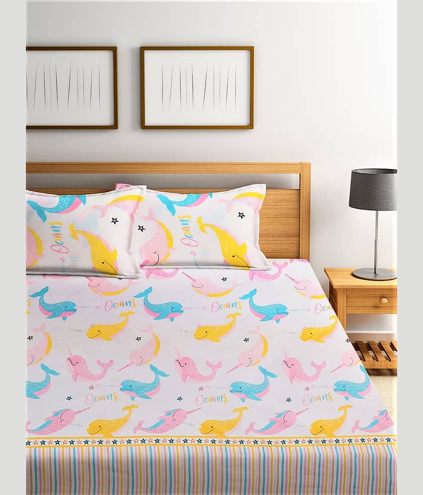 Home Sizzler Glace Cotton Double Bedsheet ( Pink ) view 2