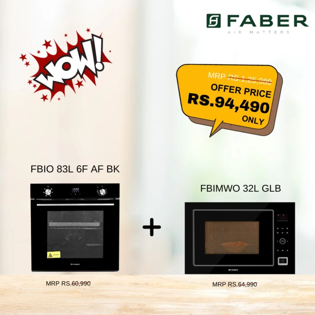 Faber Deals Combo Built - in - Oven (FBIO 83L 6F AF BK) & Built - in - Microwave (FBIMWO 32L GLB)