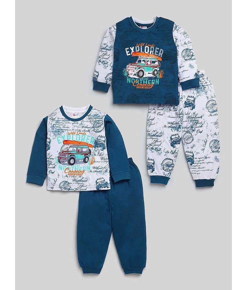 Mars Infiniti Pack of 2 Boys Cotton T-Shirt & Trackpants Set ( Blue )