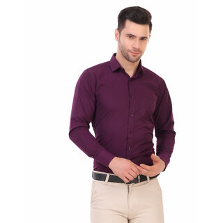 (Pack of 1) Baleshwar Mens Regular Fit Formal Shirt Purple, Comfortable & Stylish view 2