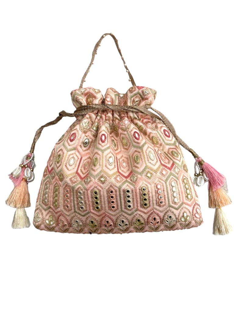 ART BY CHAITASI Embellished Designer Potli Bag with Protective Box, Handbag, Wristlets, Clutch for Women, Girls with Handmade Embroidery, Sequin, Beads Work for Parties, Weddings