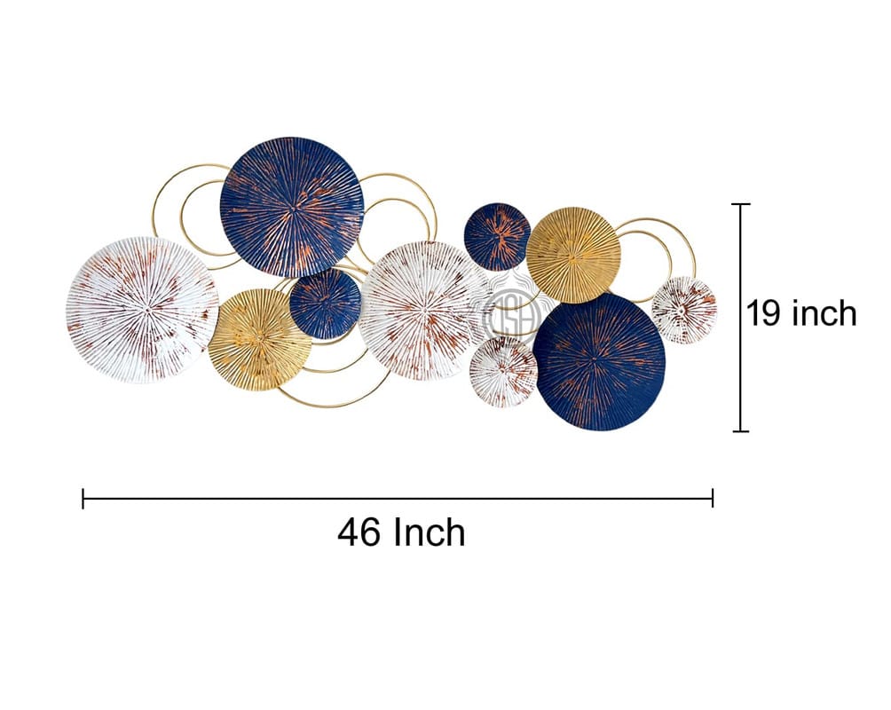 Metal Wall Art Wall Sculpture Wall Hanging Showpiece Perfect For Home (18-Circle-Blu) view 2