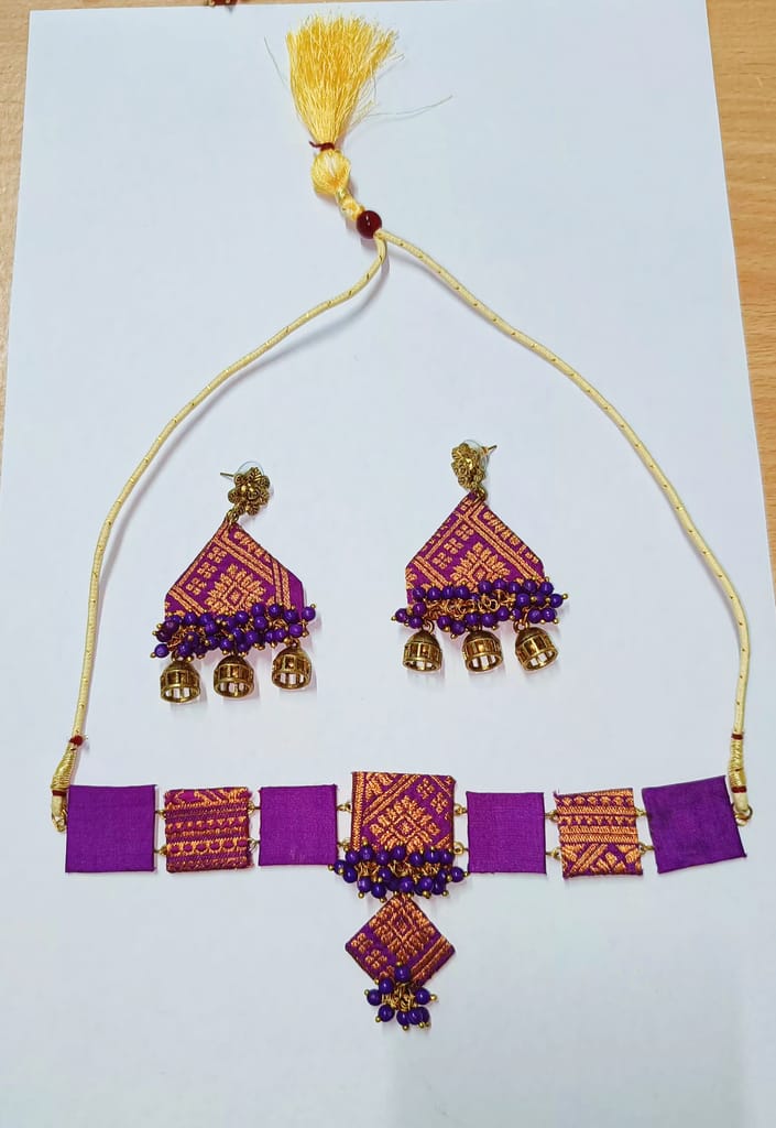 Violet Copper and Brass and Steel and Black Metal and Wood and Paper and Fabric and Stones and Others Chains & Necklaces view 2