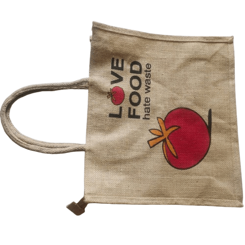 KAVALI Eco-Friendly Jute Bag - Love Food, Hate Waste - Reusable Shopping Tote view 2