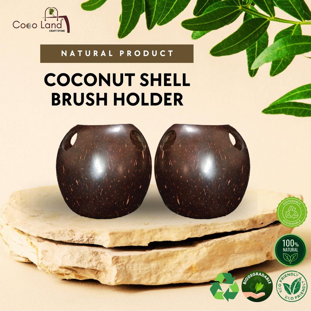 CocoLand Coconut Shell Brush Holder view 2
