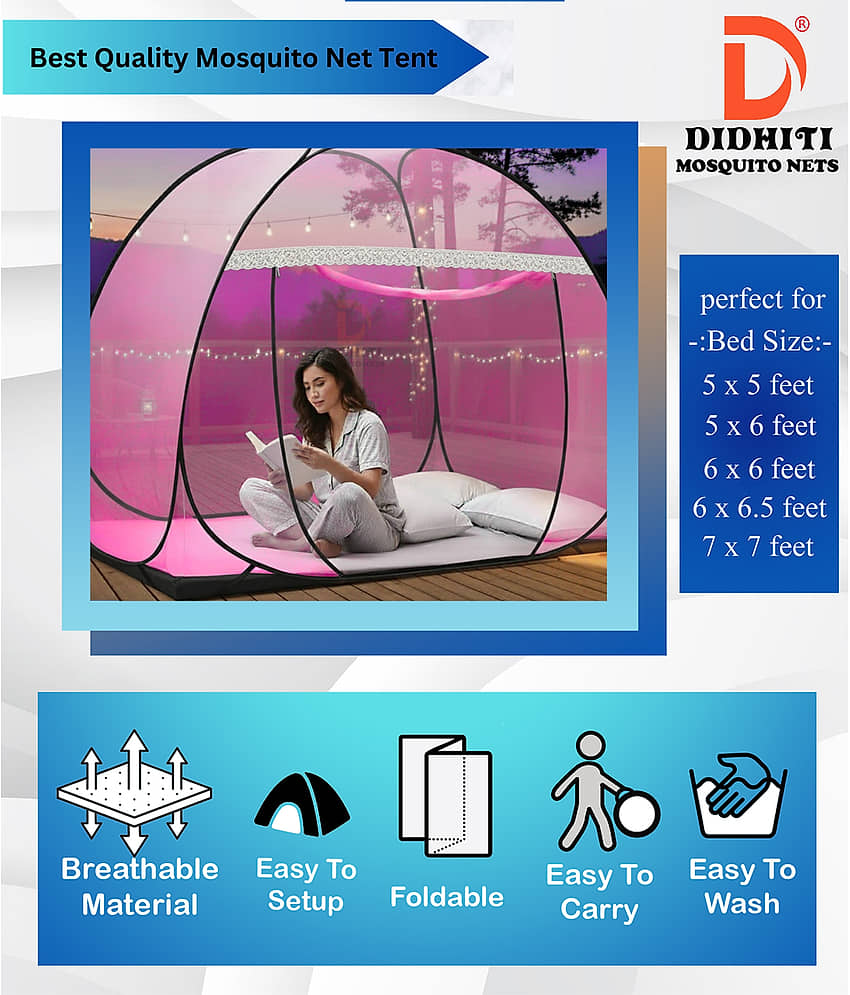 didhiti - Yellow Polycotton Foldable Mosquito Net ( Pack of 1 ) view 2