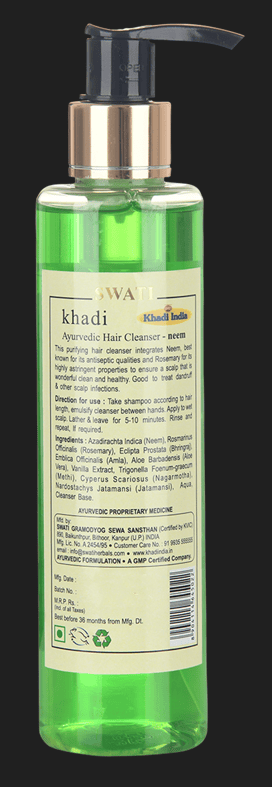 Khadi Swati - Ayurvedic Herbal Hair Cleanser Neem SAT Paraben Free (Shampoo) 210ml. view 2