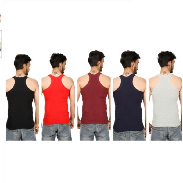Men's Round Neck Vest Tri-Color (Pack Of 5) view 2