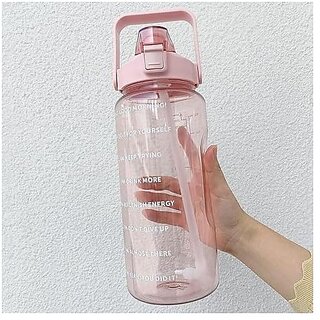 Contemporary Reusable Water Bottle with Time Markings 2 Litre Transparent Best Usage for Office/School/College/Gym/Travel Bottle | BPA-Free Fitness Sports Bottle view 2
