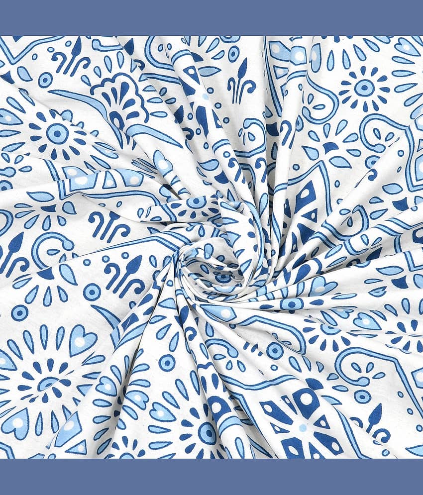 Shubastik Cotton 1 Double Queen Bedsheet with 2 Pillow Covers ( Blue ) view 2