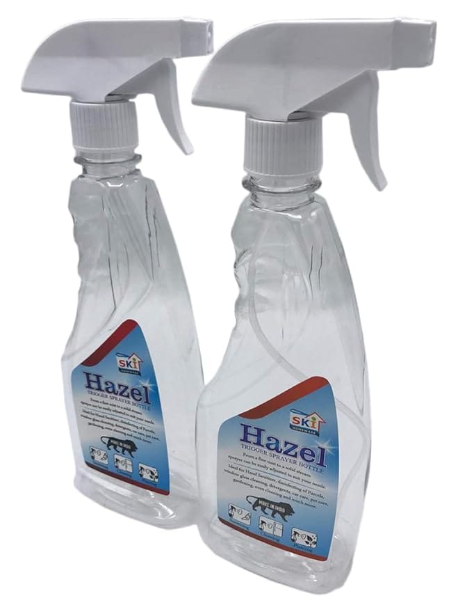 UNMEE Plastic Empty Bottles, Dispensar for Multipurpose use for water, mist spray, sanitizers, chemicals, Transparent, Pack of 2