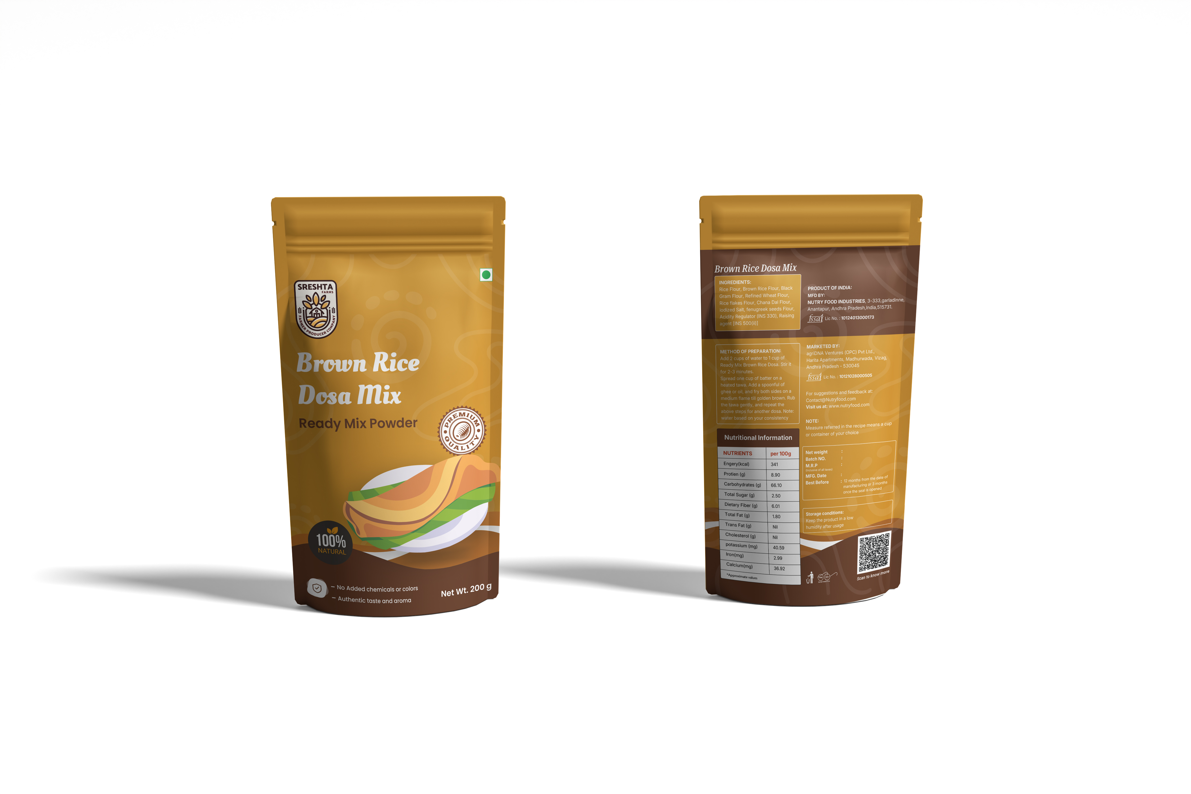 Sreshta Farms Instant Brown Rice Dosa Powder view 2
