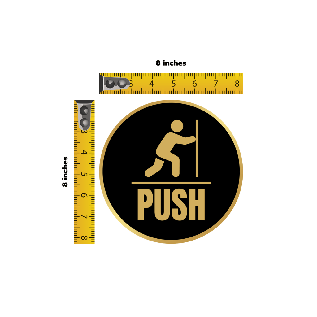 Push Pull Door Combo Golden Color PVC Sticker for Glass Wooden Doors Business Shop view 2