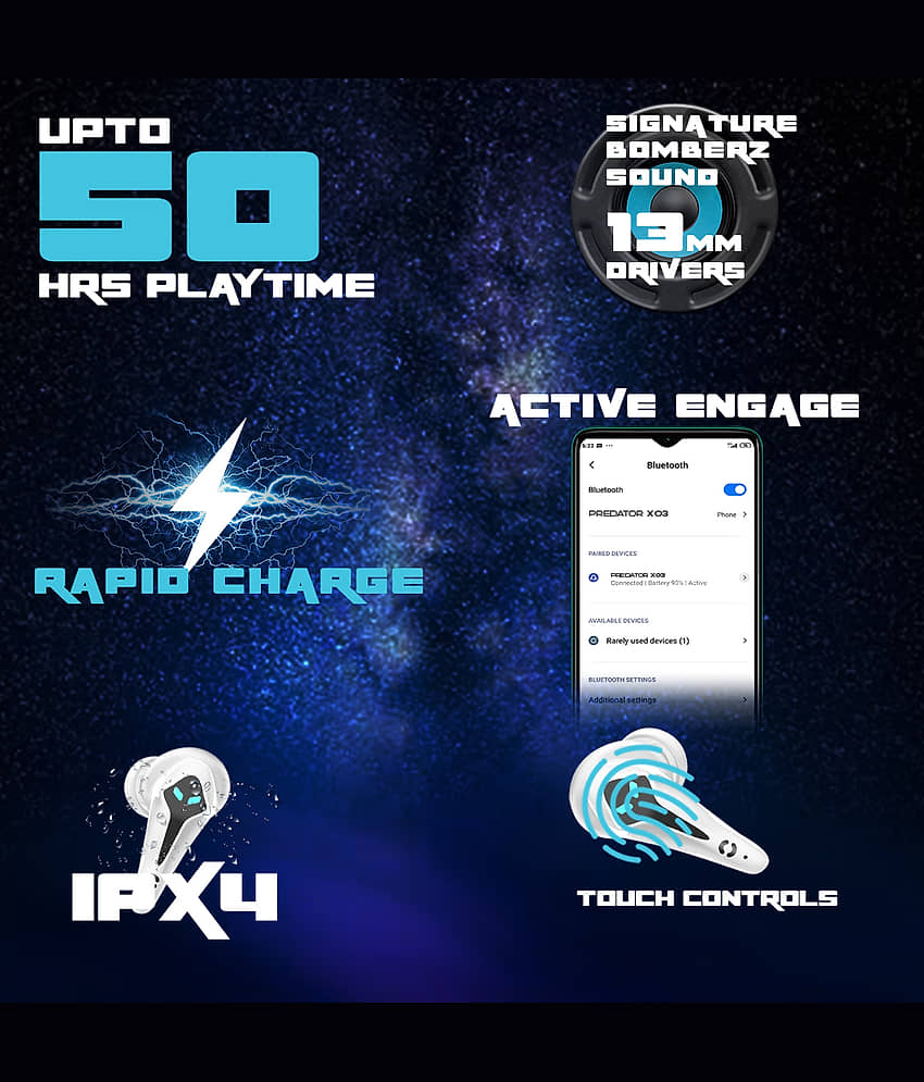 HOPPUP Predator Xo3 Gaming In Ear TWS White view 2