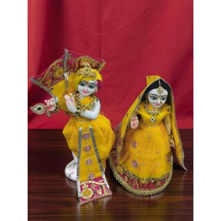 Handcrafted Radha Krishna Poshak Dress with Floral Border and Dupatta view 2