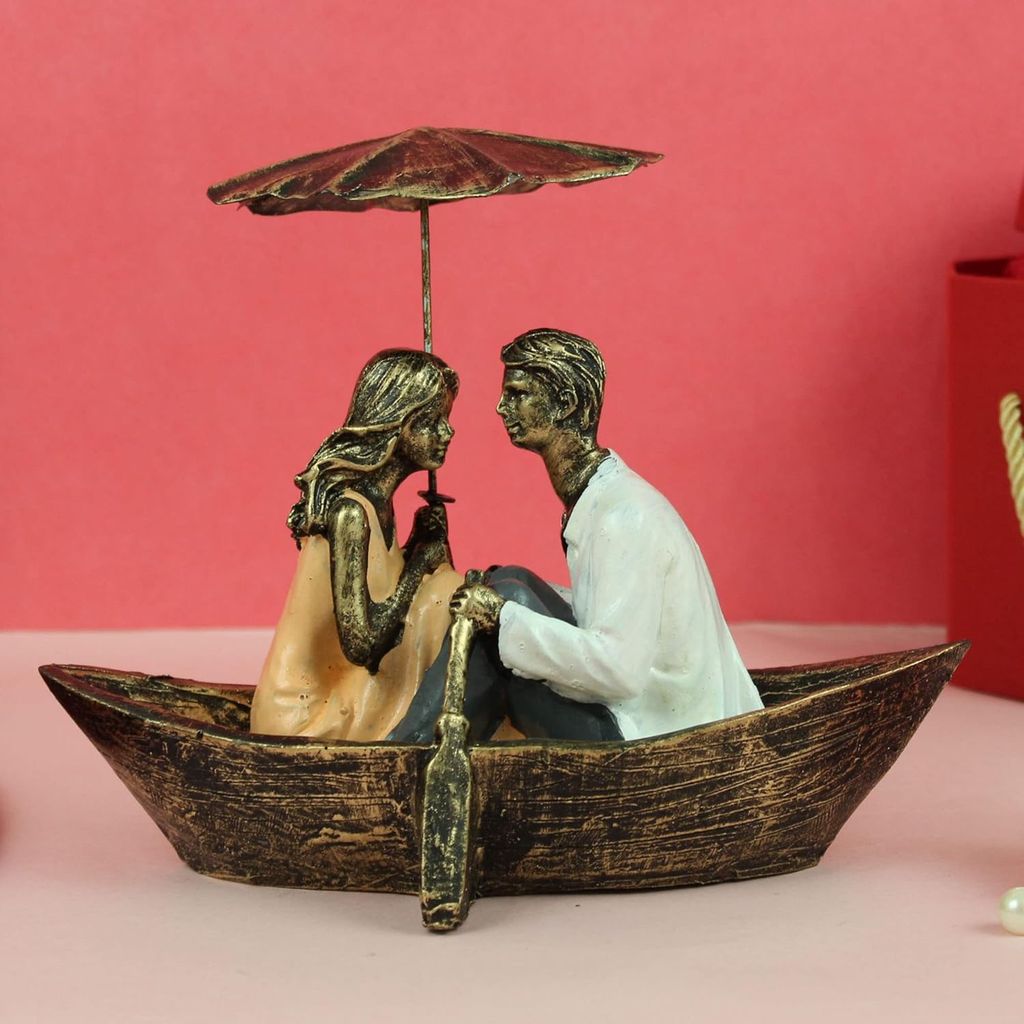 Tabassum Bandnani Handicrafts - Gift for Girlfriend Boyfriend Husband Wife Girls Boys Birthday Wedding Anniversary Romantic Boat Couple Showpiece Statue for Home Decor Living Room Table Decoration Items view 2