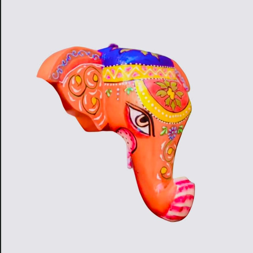 Wooden Elephant Head Wall Decor view 2