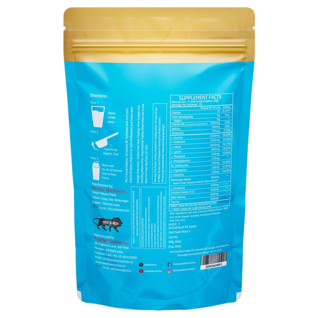 Myfitness EAA Supplement For Men & Women | EAA H2O 150g | 6000mg Essential Amino Acids | Added Glutamine | Citrulline Malate | Beta Alanine | Taurine | Electrolyte Blend | view 2