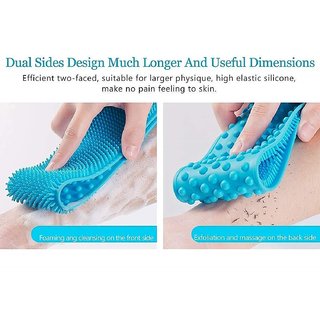 Double Sided Silicon Body Scrubber Belt for Bath, Back Scrubbing, Brush or Washer for Dead Skin Removal for Mens, Women view 2