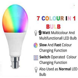 7 in 1 Multicolour LED Bulb auto and Manual change pack of 3 view 2
