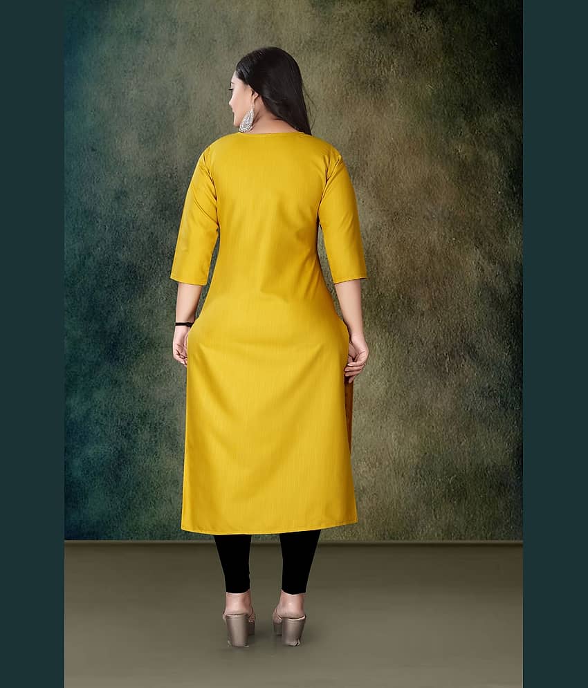 Hetsa Women Rayon Printed A-line Kurti ( Yellow ) view 2