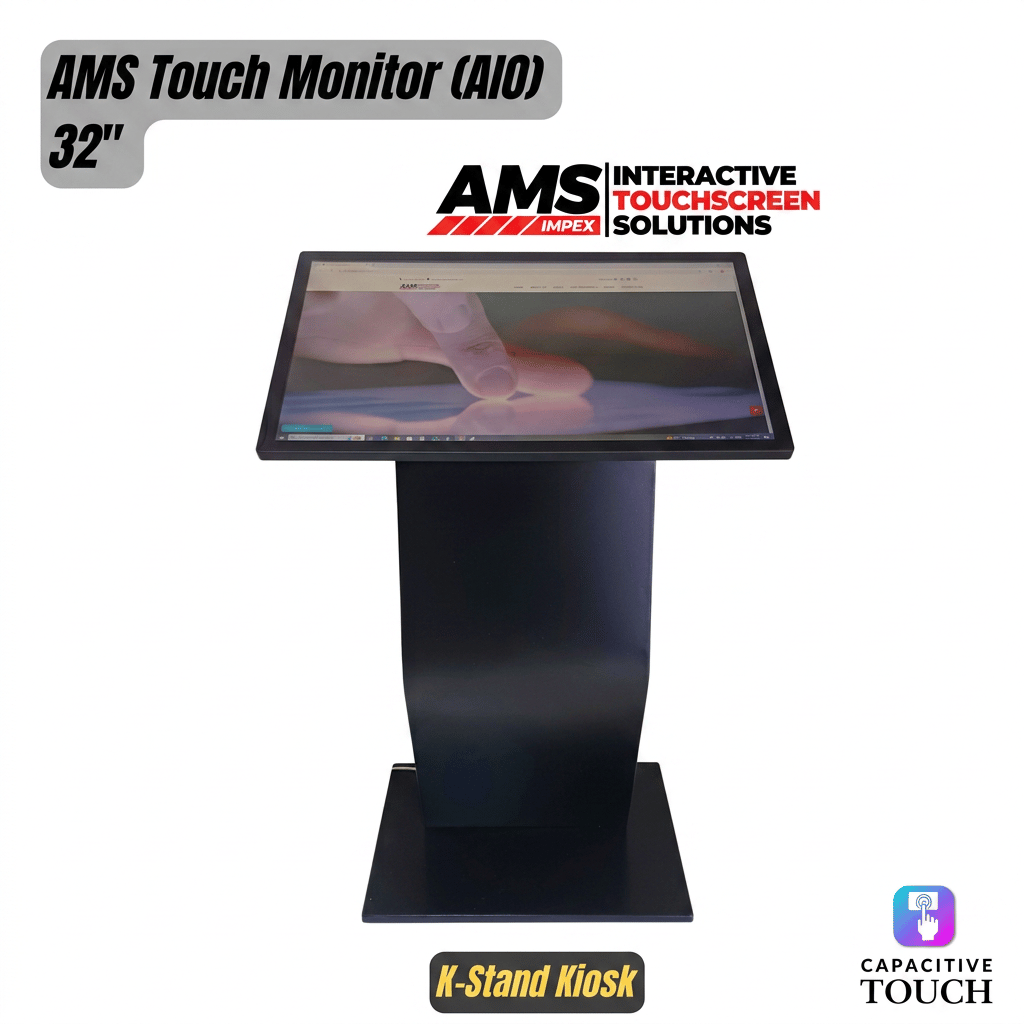 Kiosk Stand Base with 32" Inbulit Android Touch Monitor Stable Floor Standing, Multifuntional Kiosk Base | 32" Inbuilt Android Touch Monitor with Floor Kiosk view 2